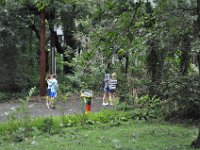Branches came down on the street, scrutinized by the girls.