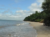 The water was high on the beach, but flat.