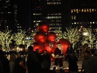 Just outside, big Christmas tree balls.