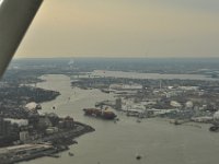 A big container ship heading for the port facilities in Newark Bay.